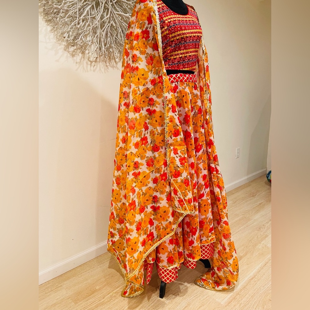 jaipuri lehenga Skirt With Duppatta/ garba dress / diwali dress / lehnga dress